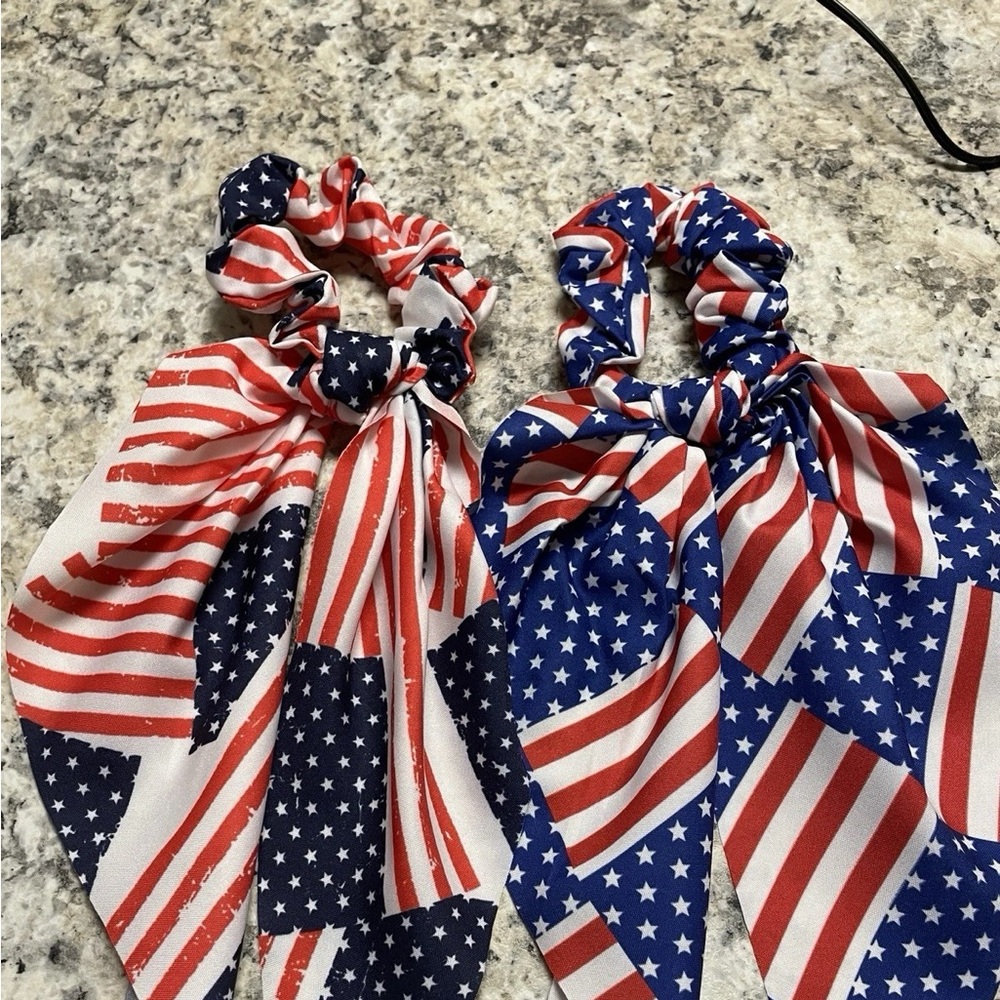Patriotic Flag Scrunchies Set